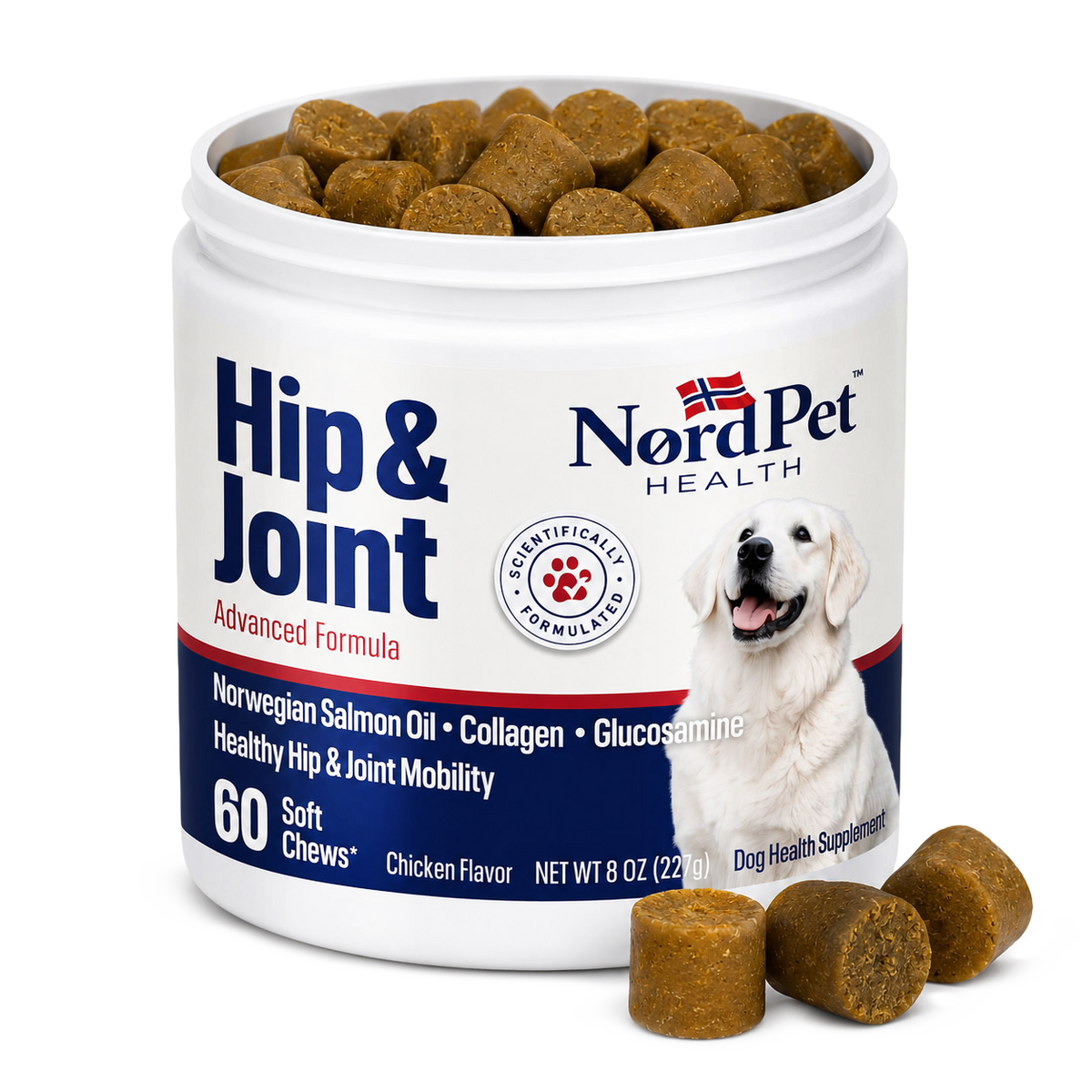 Open NordPet jar with soft chews